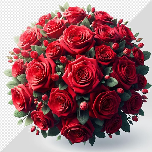 Hyperrealistic vector art illustration bouquet red colorful roses isolated transparent background