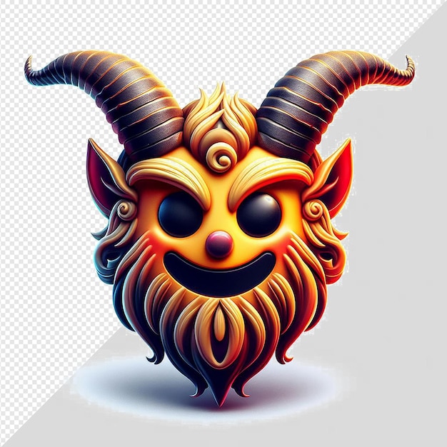 Hyperrealistic vector art illustration devil krampus emotiocon emoji avatar transparent background