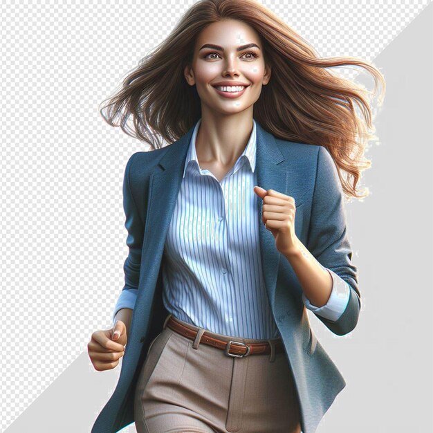 PSD hyperrealistic vector art illustration modern business woman lady isolated transparent background