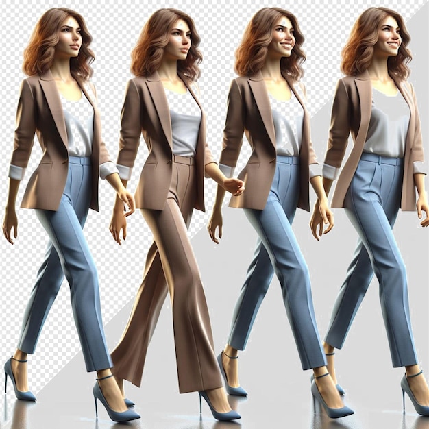 PSD hyperrealistic vector art illustration modern business woman lady isolated transparent background