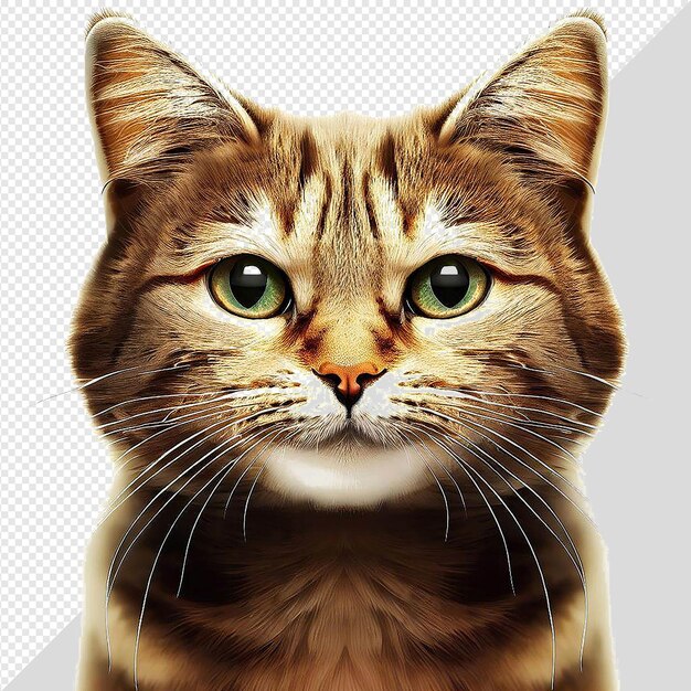 PSD hyperrealistic vector art illustration purring meowing cute cat pet isolated transparent background