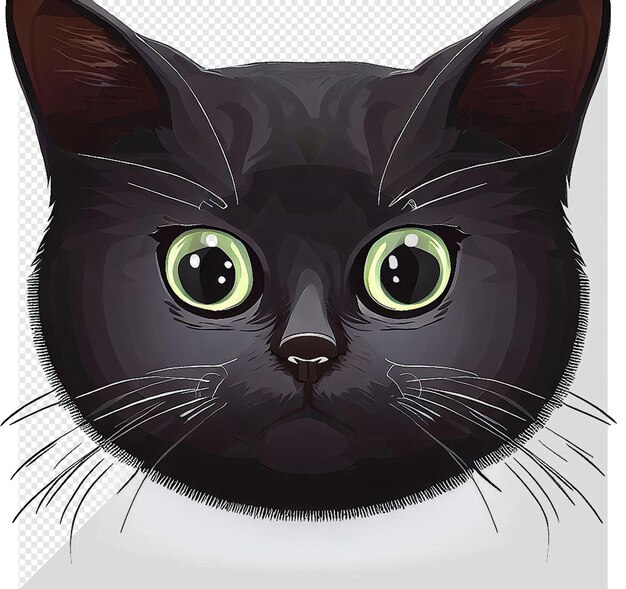 PSD hyperrealistic vector art illustration purring meowing cute cat pet isolated transparent background