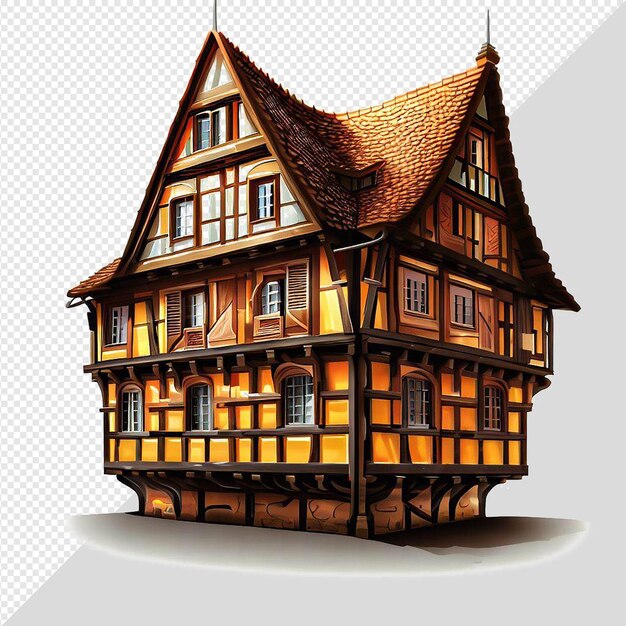 PSD hyperrealistic vector illustration of a house isolated on transparent background