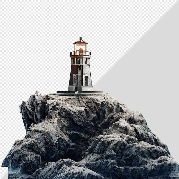 PSD hyperrealistic vector illustration of a lighthouse isolated on transparent background