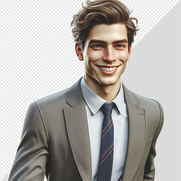 PSD hyperrealistic vector illustration model in business suit walking successful transparent background