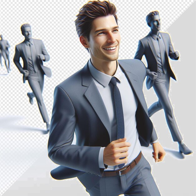 PSD 超現実的なベクトルイラストレーションモデル ビジネススーツ ウォーキング 成功 透明な背景