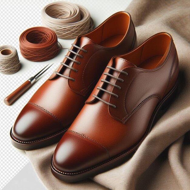 Hyperrealistisch bruin mannelijk paar schoenen geïsoleerd transparante achtergrond mockup
