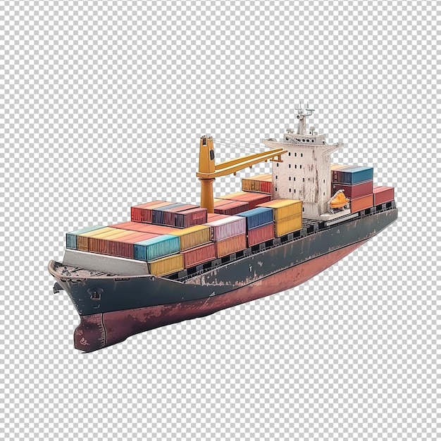 PSD hyperrealistisch containerschip geïsoleerd op wit