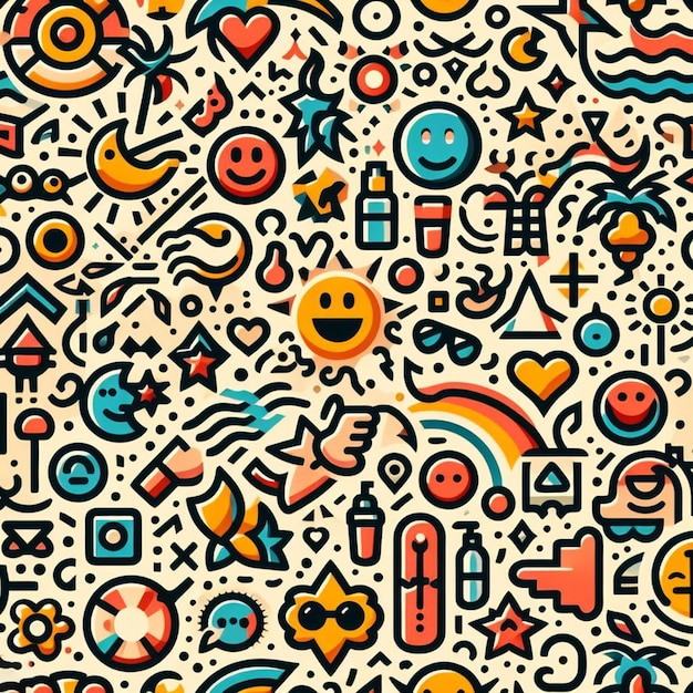 Hyperrealistisch patroon van glimlachende emoticon emoji avatar chique ontwerp naadloze stof textuur