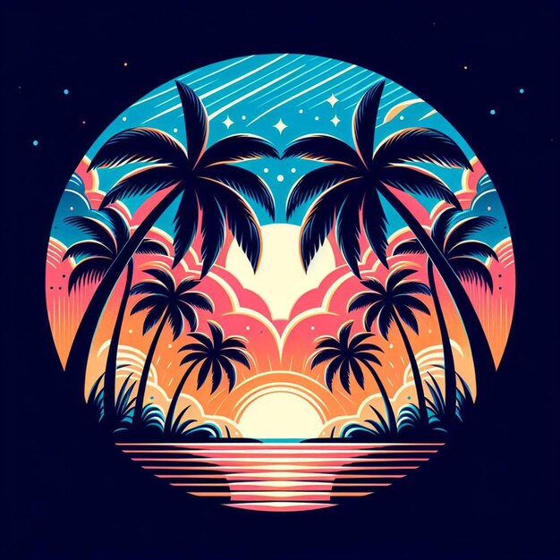 PSD hyperrealistisch tropisch exotisch kleurrijk kokospalmboom strandpatroon transparante achtergrondfoto
