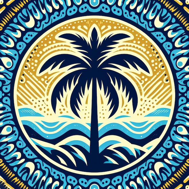 Hyperrealistisch tropisch exotisch kleurrijk kokospalmboom strandpatroon transparante achtergrondfoto