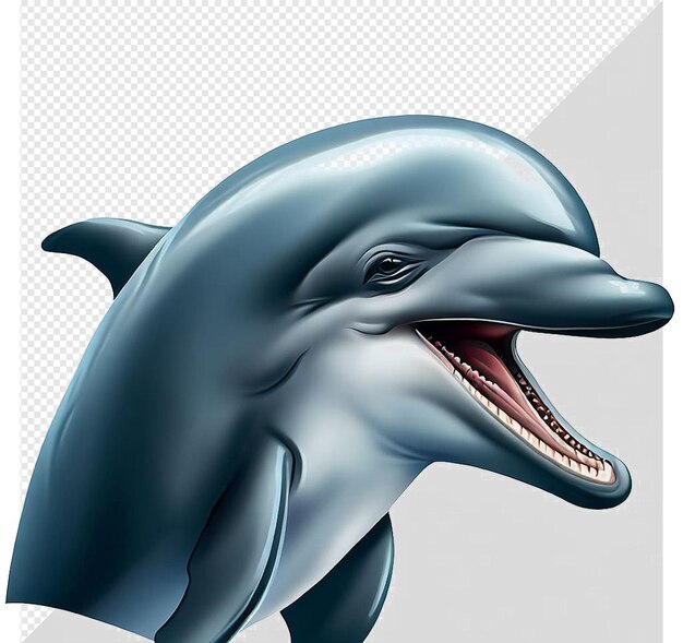 PSD hyperrealistische afbeelding dolfijn die onderwater wild leeft oceaan doorzichtige achtergrond