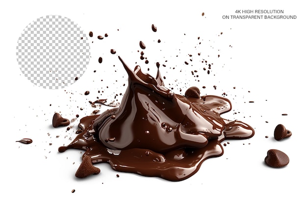 Hyperrealistische gesmolten chocolade druppels doorzichtige achtergrond