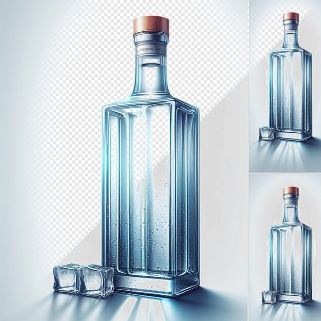 PSD hyperrealistische illustratie fles van de beste wodka geïsoleerd op een doorzichtige achtergrond mockup