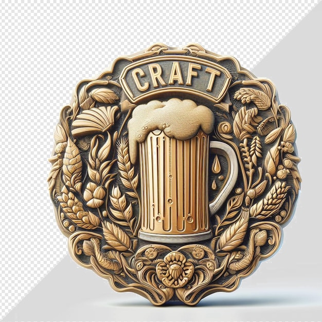 PSD hyperrealistische illustratie glasfles hop craft bier drank geïsoleerde doorzichtige achtergrond