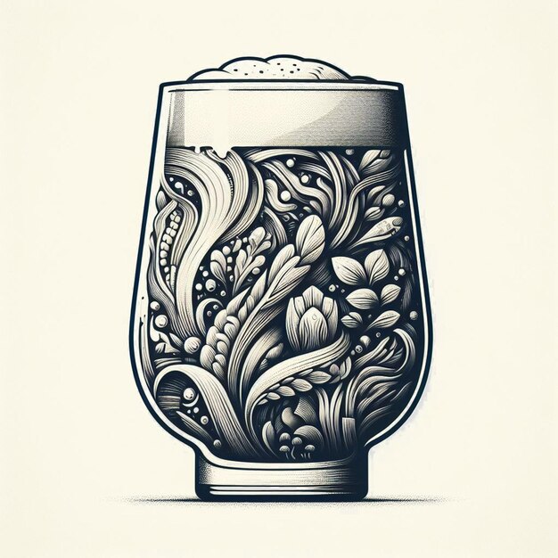 PSD hyperrealistische illustratie glasfles hop craft bier drank geïsoleerde doorzichtige achtergrond