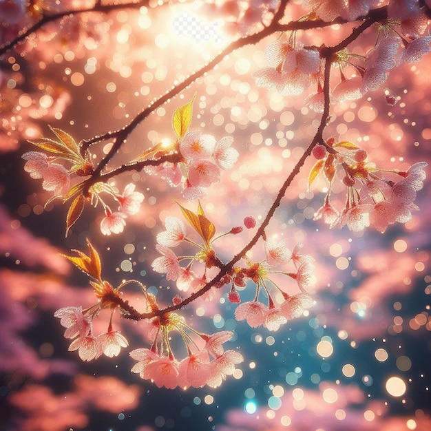PSD hyperrealistische japanse sakura kersenbloesems voorjaarsfestival achtergrond poster natuur foto