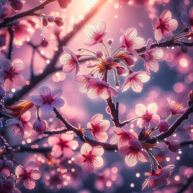 PSD hyperrealistische japanse sakura kersenbloesems voorjaarsfestival achtergrond poster natuur foto