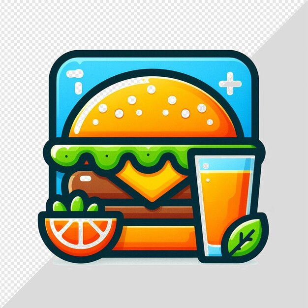 PSD hyperrealistische smakelijke hamburger cheeseburger burger geïsoleerd transparante achtergrond icoon emoji avatar