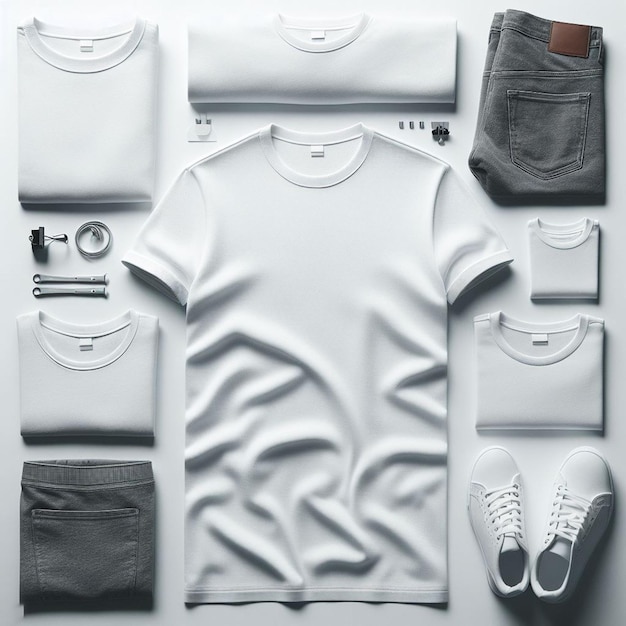 PSD hyperrealistische vector art witte stof vcollar t-shirt mockup mock up geïsoleerde witte achtergrond