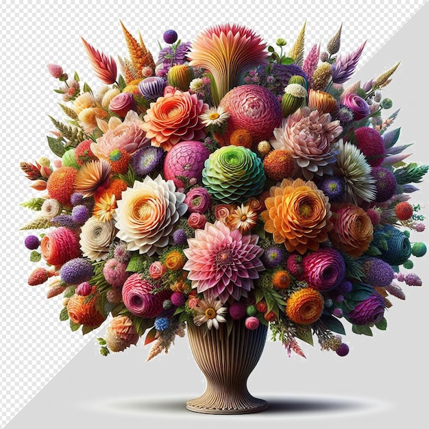 PSD hyperrealistische vectorillustratie boeket kleurrijke bloemen rozen geïsoleerde transparante achtergrond