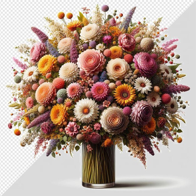 PSD hyperrealistische vectorillustratie boeket kleurrijke bloemen rozen geïsoleerde transparante achtergrond