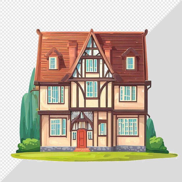 PSD hyperrealistische vectorillustratie van een huis geïsoleerd op een transparante achtergrond