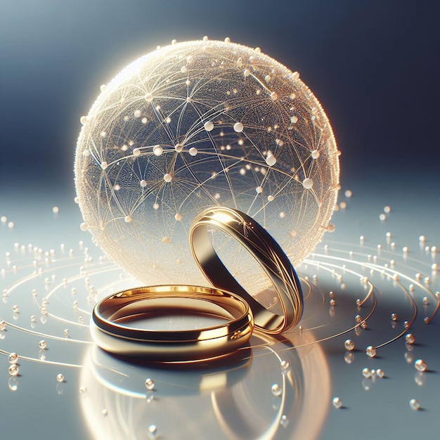PSD hyperrealistische vectorkunst gouden feestelijke trouwring ringen geïsoleerd op witte achtergrond nog steeds