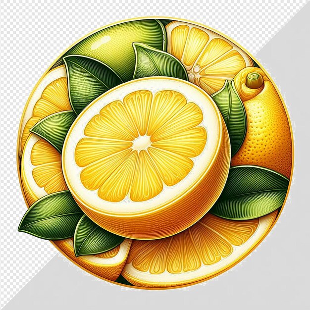 Hyperrealistische vectorkunst illustratie fruitige citroen limoen citrus geïsoleerde transparante achtergrond