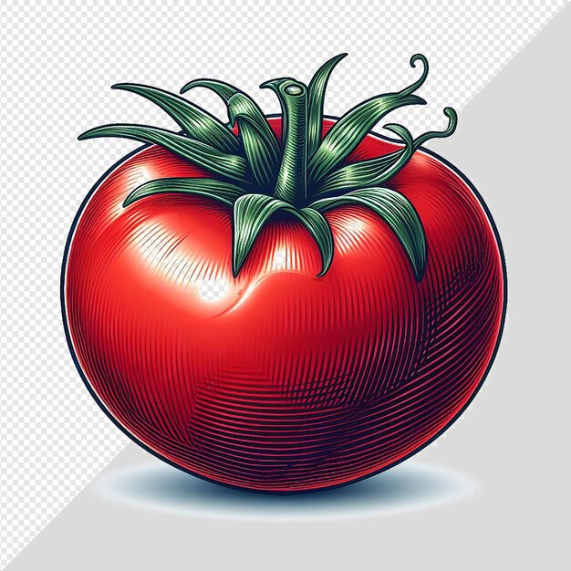 PSD hyperrealistische vectorkunst illustratie van rode smakelijke groente tomaten geïsoleerde doorzichtige achtergrond