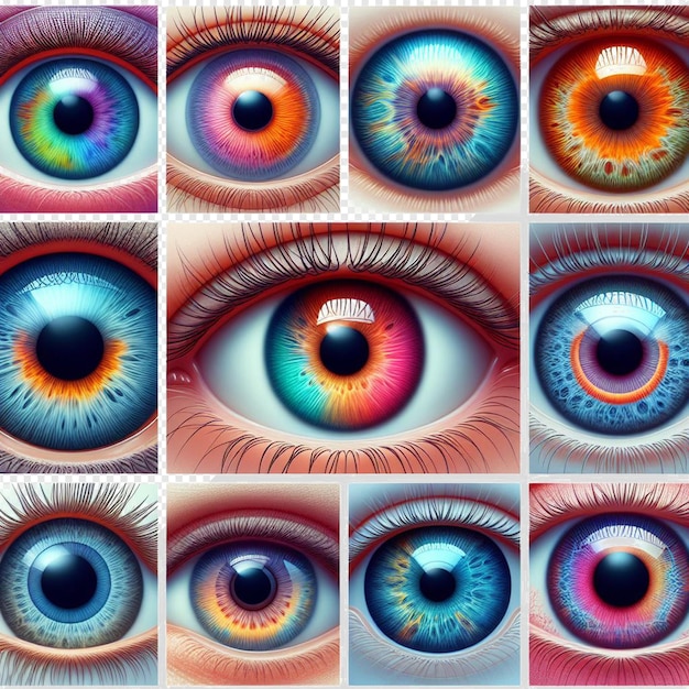 PSD hyperrealistische vrouwelijke iris oog makro gezicht huid kleurrijke heldere schitterende illustratie