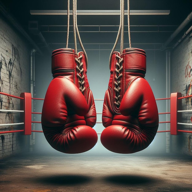 PSD hyperrealistyczna sztuka wektorowa użyła czerwonego starego sportu sparring walki rękawiczki bokserskie tapeta