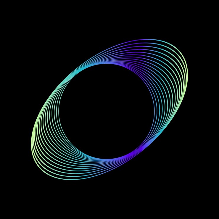 PSD hypnotic neon ellipse abstract geometric lines on black