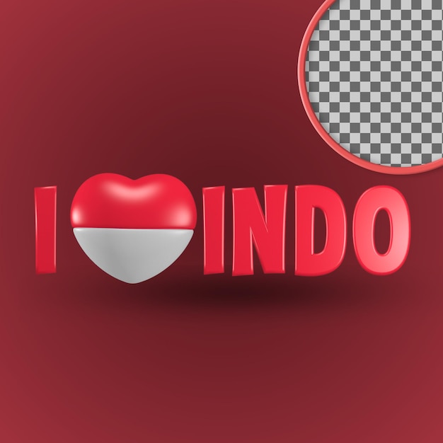 I love indonesia 3d render cute icon with the theme of independence indonesia