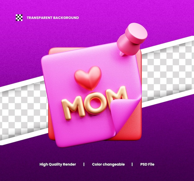 PSD i love mom letter 3d 아이콘 또는 어머니의 날 3d 아이콘 일러스트레이션