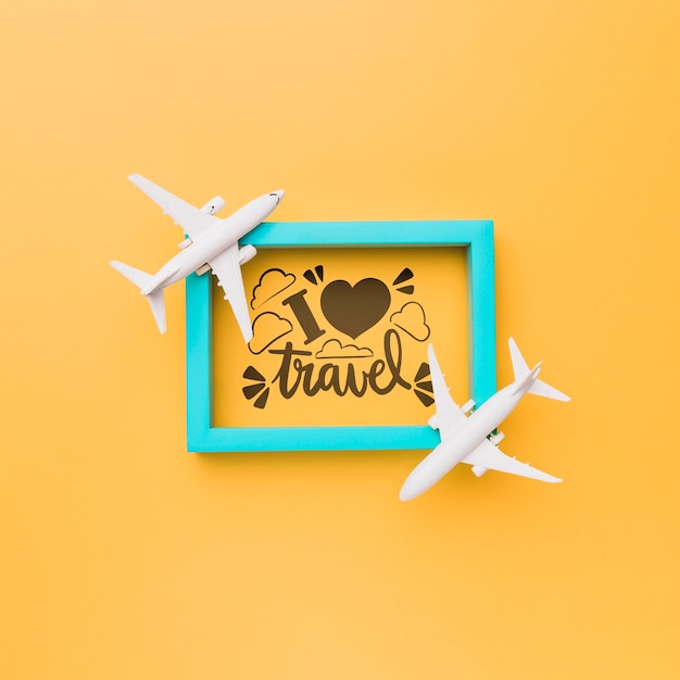 I love travel lettering with frame and airplanes