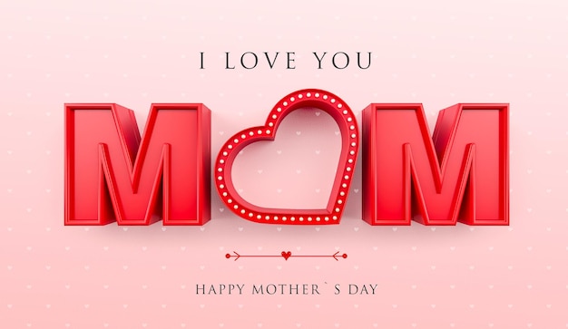 Ti amo mamma banner con cuore e luci rosse