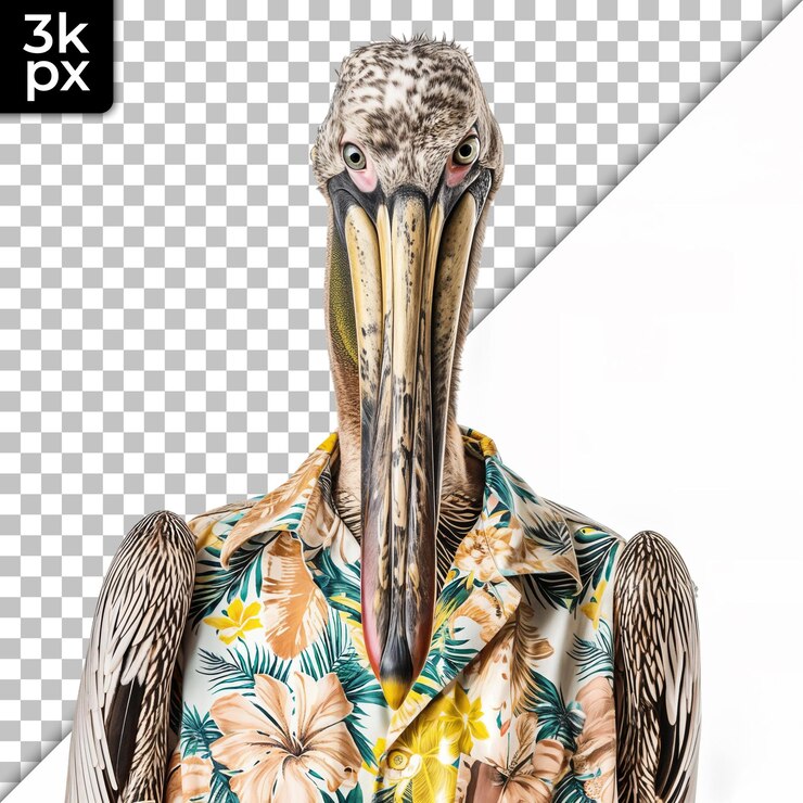 PSD ibis in hawaiian shirt on transparent background