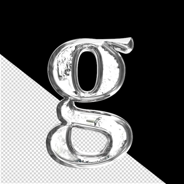 은색 프레임 글자 g에 얼음 3d 기호