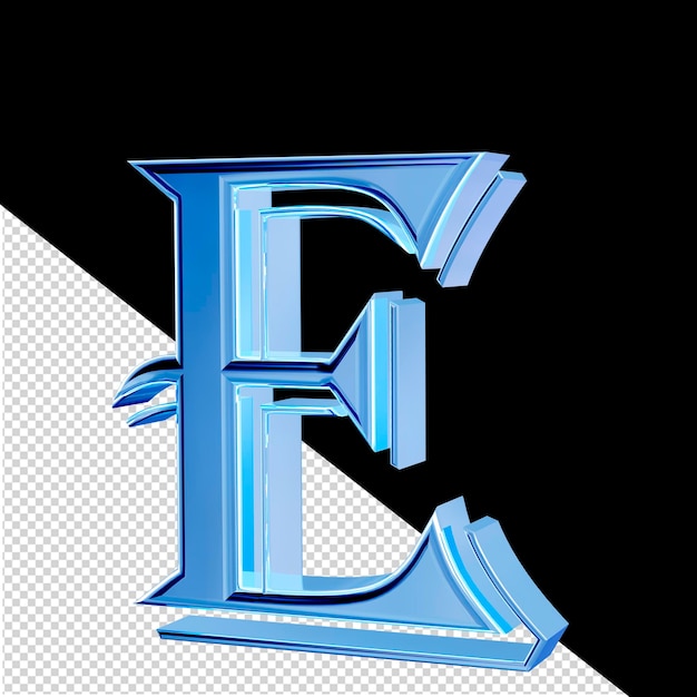 PSD ice blue symbol letter e