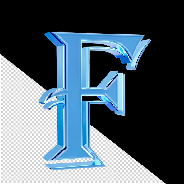 PSD ice blue symbol letter f