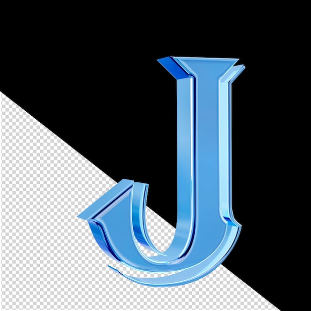 Ice blue symbol letter j