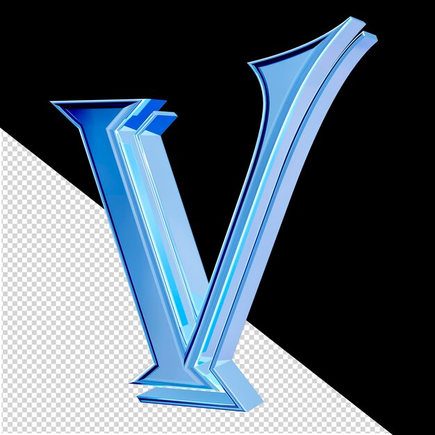 PSD ice blue symbol letter v