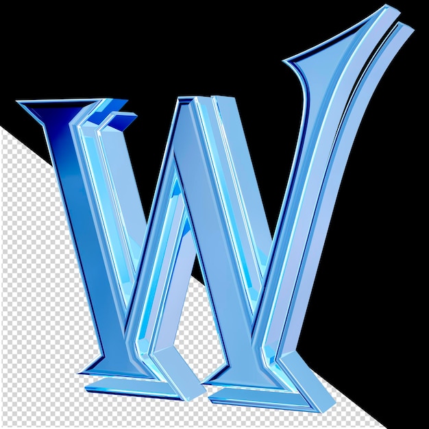 Ice blue symbol letter w