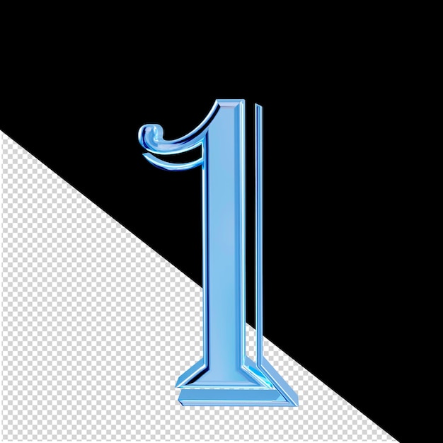 PSD ice blue symbol number 1