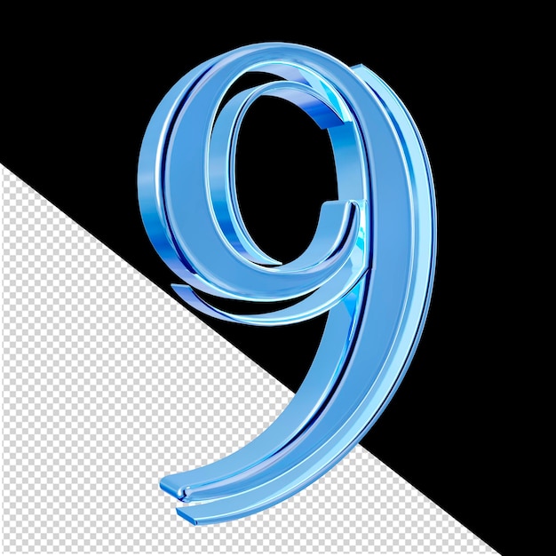 PSD ice blue symbol number 9