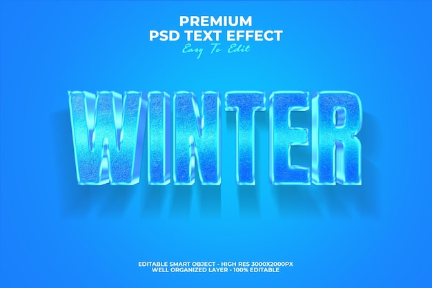 Ice blue winter text effect editable