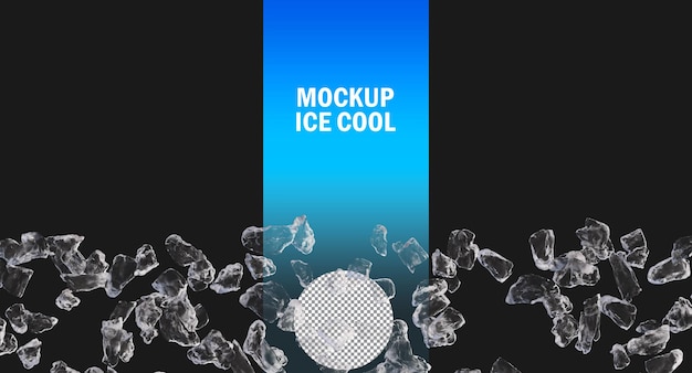 PSD ice chunks isolated, ice cube clipping path, crushed ice pieces