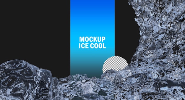 PSD ice chunks isolated, ice cube clipping path, crushed ice pieces