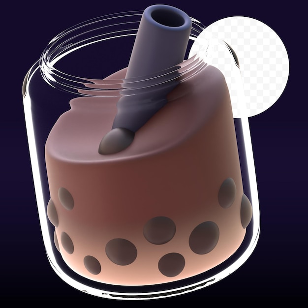 3D レンダリング グラフィックのアイス コーヒー ボバ
